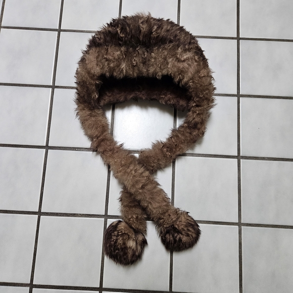 1960’s Vintage Italian Genuine Shearling Sheepskin Hat w/Tie Scarf and Pom Poms main image 14